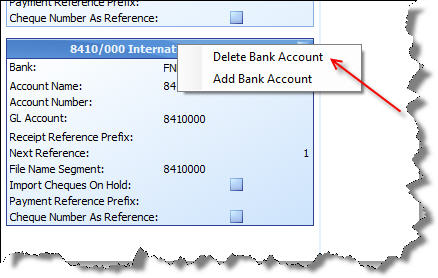 Delete Bank Account